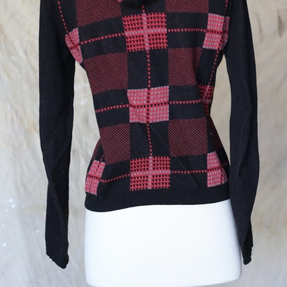 Caslon black/red/pink plaid zip up sweater hoodie - Picture 7 of 9